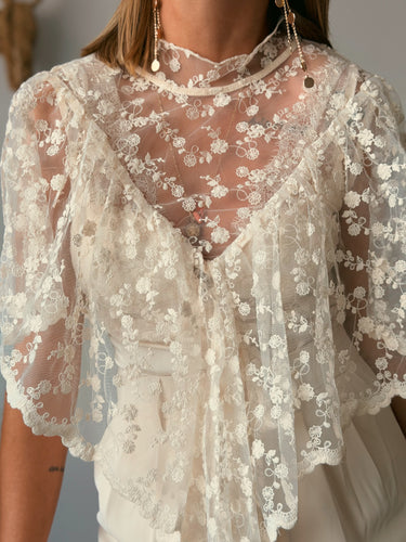 Top encaje SIBANNIA beige