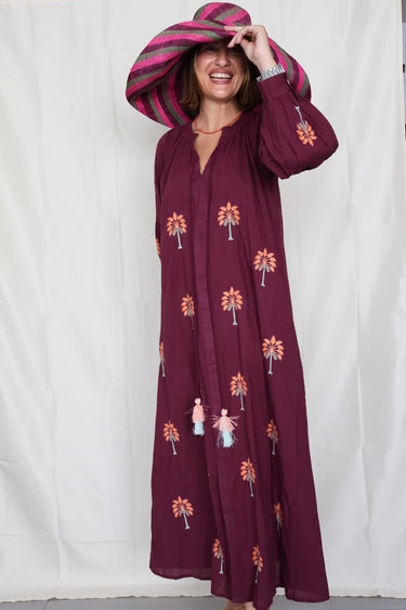 Vestido GAVILA burdeos bordado