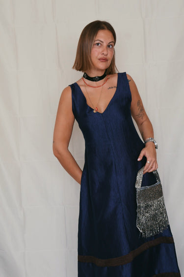 Vestido seda marino