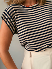 Camiseta stripe negra y beige