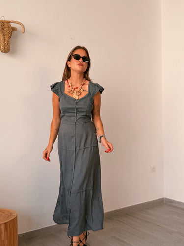 Vestido lino gris