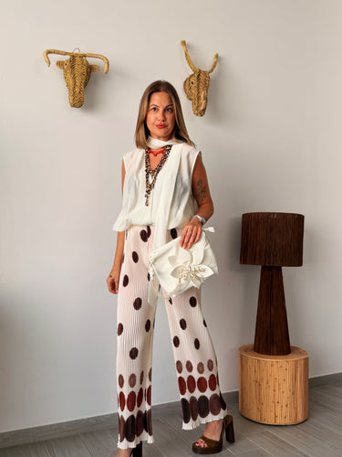 Blusa cruzada blanca organza lazada