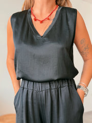Camisa negra raso