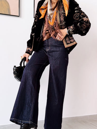 Denim tintada oscura wide leg