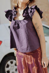 Blusa morada frunces