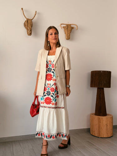 Vestido MASCLÁ bordado blanco