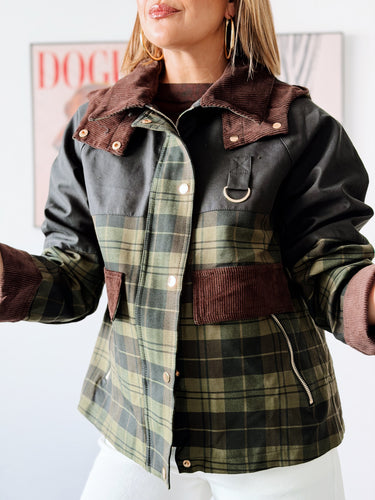 Parka cuadros marina combinada