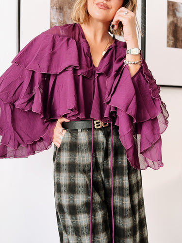 Blusa gasa volantes buganvilla