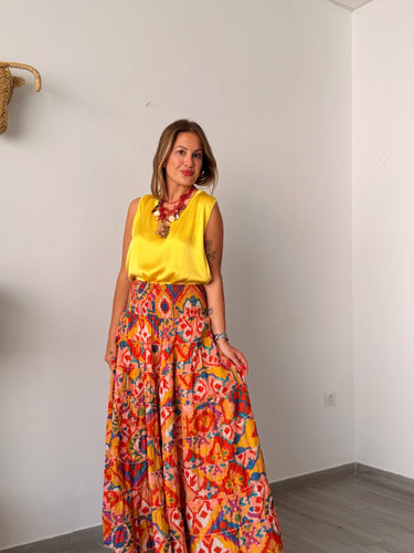 Blusa seda amarilla