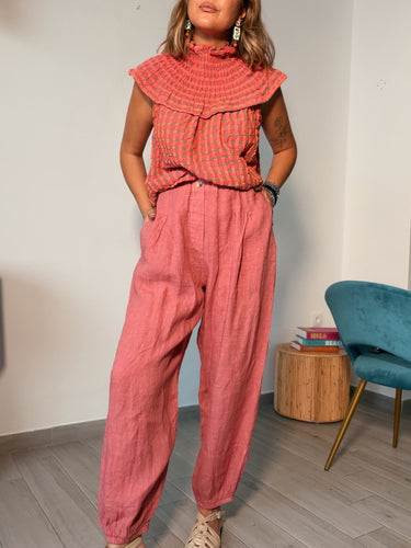Pantalón BAGGY lino rosa
