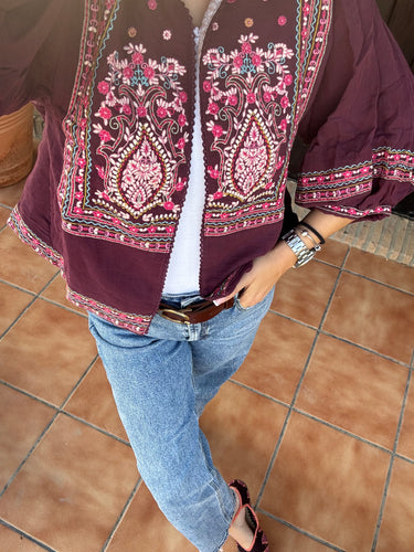 Chaqueta india buganvilla bordada