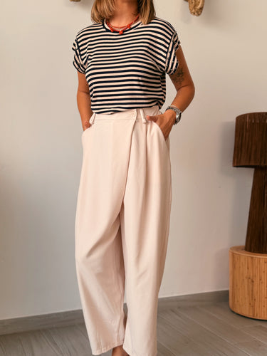 Camiseta stripe negra y beige