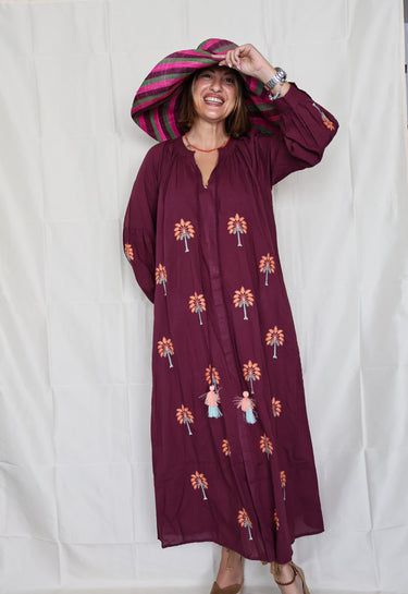 Vestido GAVILA burdeos bordado