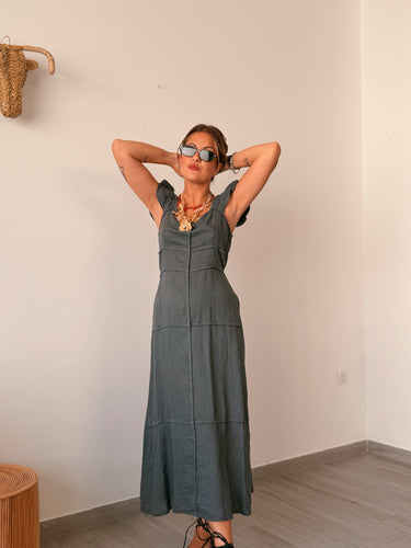 Vestido lino gris