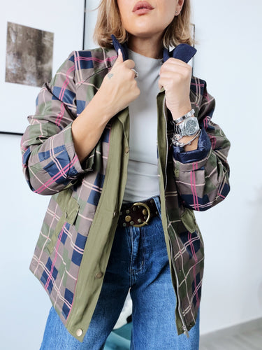Parka cuadros caza combinado