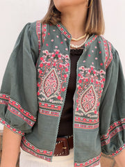 Chaqueta india bordada verde