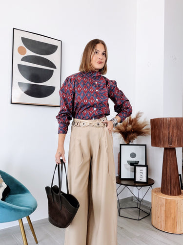Blusa QUINOA Burdeos y azul