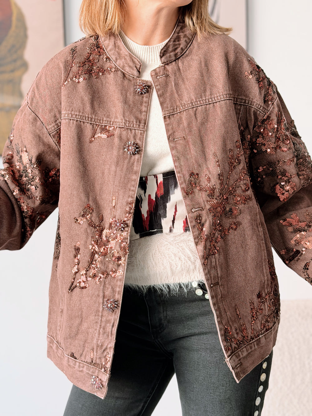 Chaqueta denim TUARTET lentejuelas