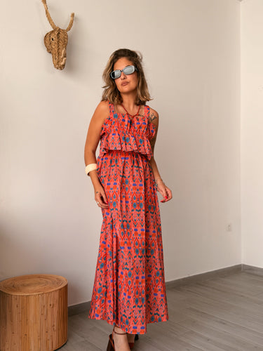 Vestido CERDEÑA estampado coral