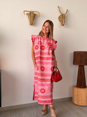 Vestido KALAMI rosa combinado