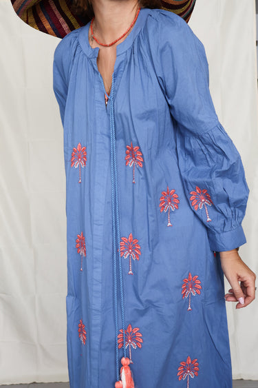 Vestido GAVILA azul bordado