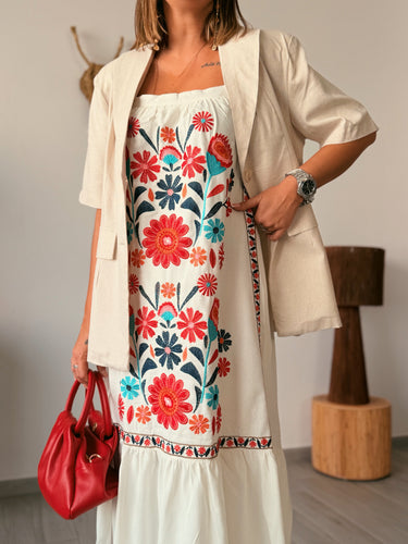 Vestido MASCLÁ bordado blanco