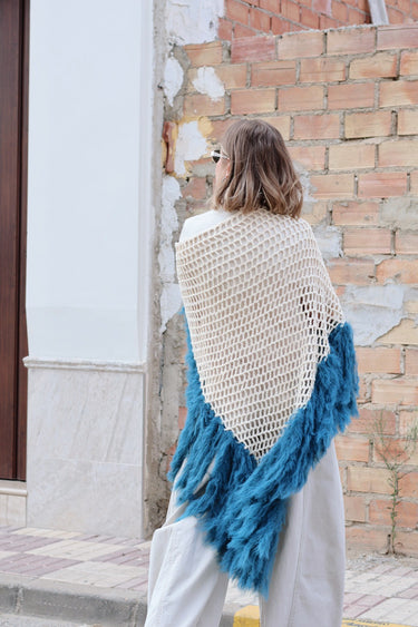 Poncho SIBENY plumas azul