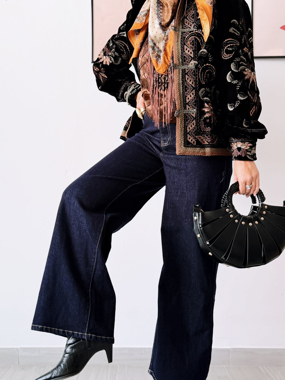 Denim tintada oscura wide leg