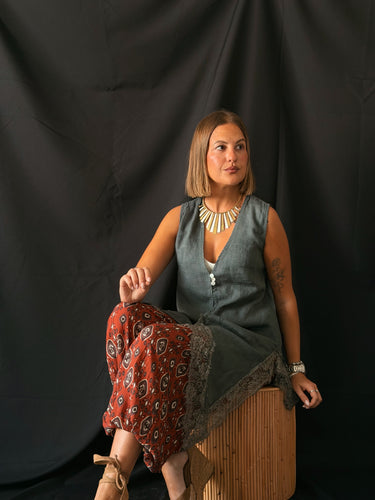 Blusa asimétrica lino gris