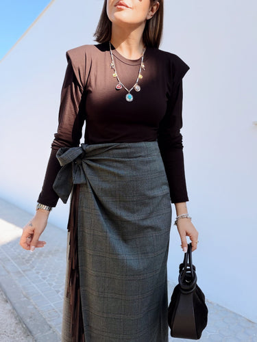 Falda gales gris flecada