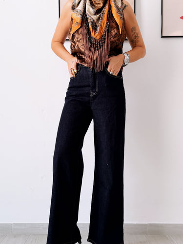 Denim tintada oscura wide leg