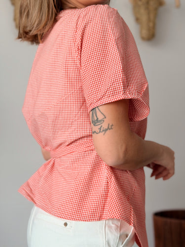 Camisa VICHYLOVER roja cruzada
