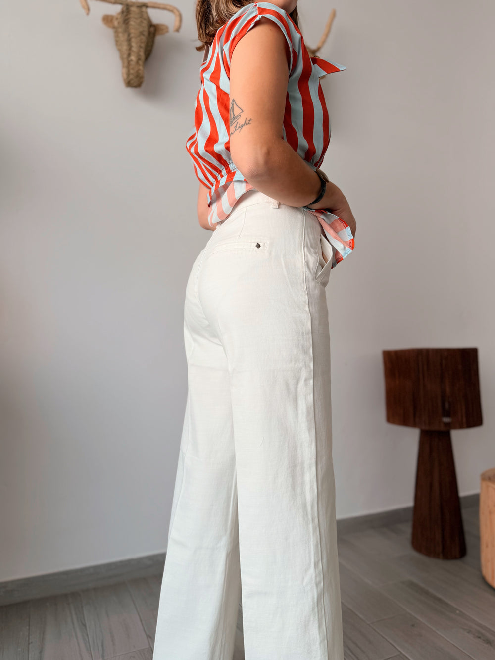 Denim blanco wide leg
