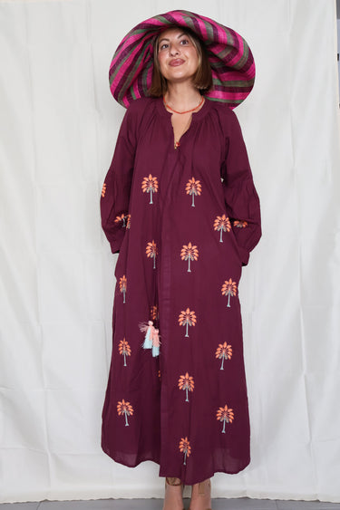 Vestido GAVILA burdeos bordado