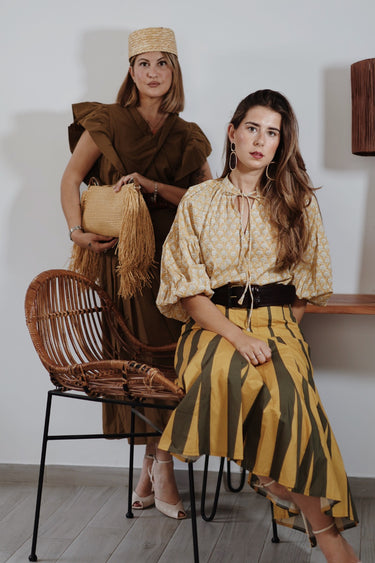 Falda AMBIRA verde y mostaza