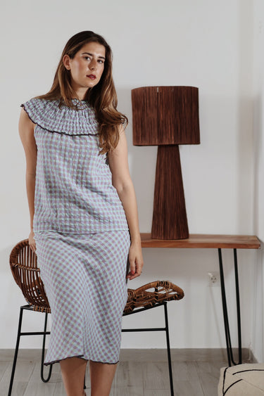 Conjunto ELISE vichy celeste