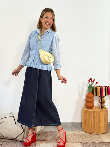 Falda denim cruzada