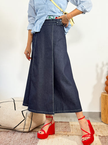 Falda denim cruzada