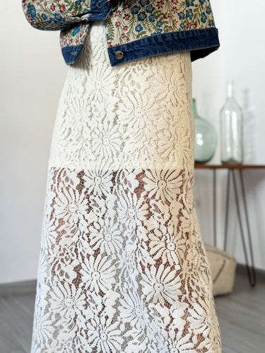 Falda PLEASURE encaje beige