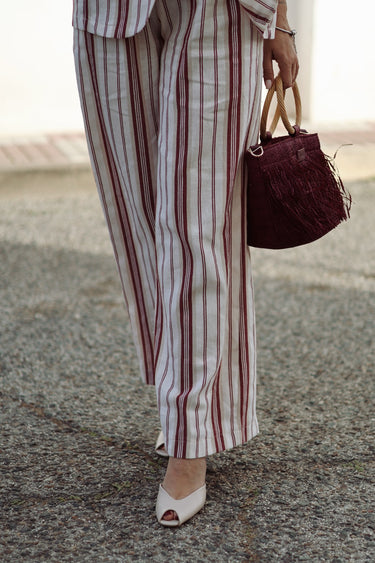Chaqueta stripe algodón rojo y beige
