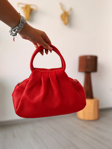 Bolso piel rojo asa