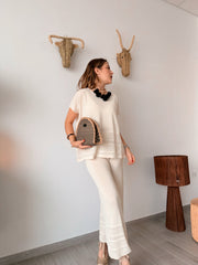 Conjunto punto perforado beige