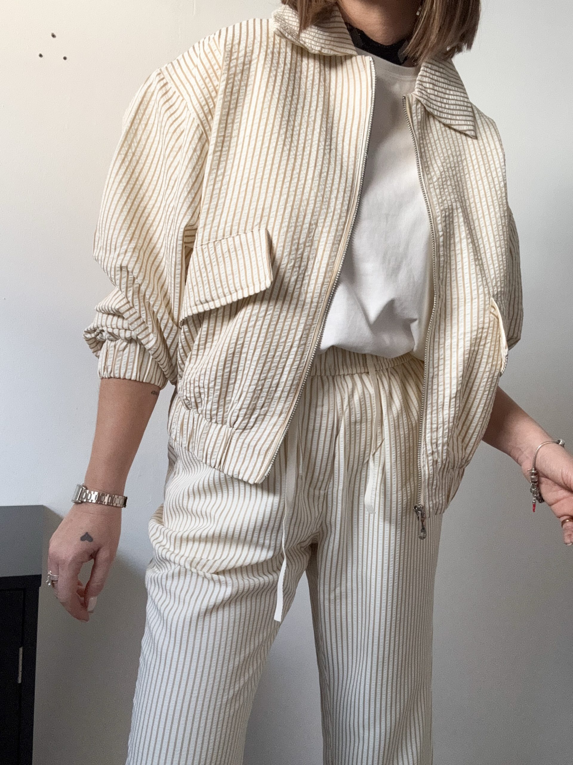 Conjunto stripe beige