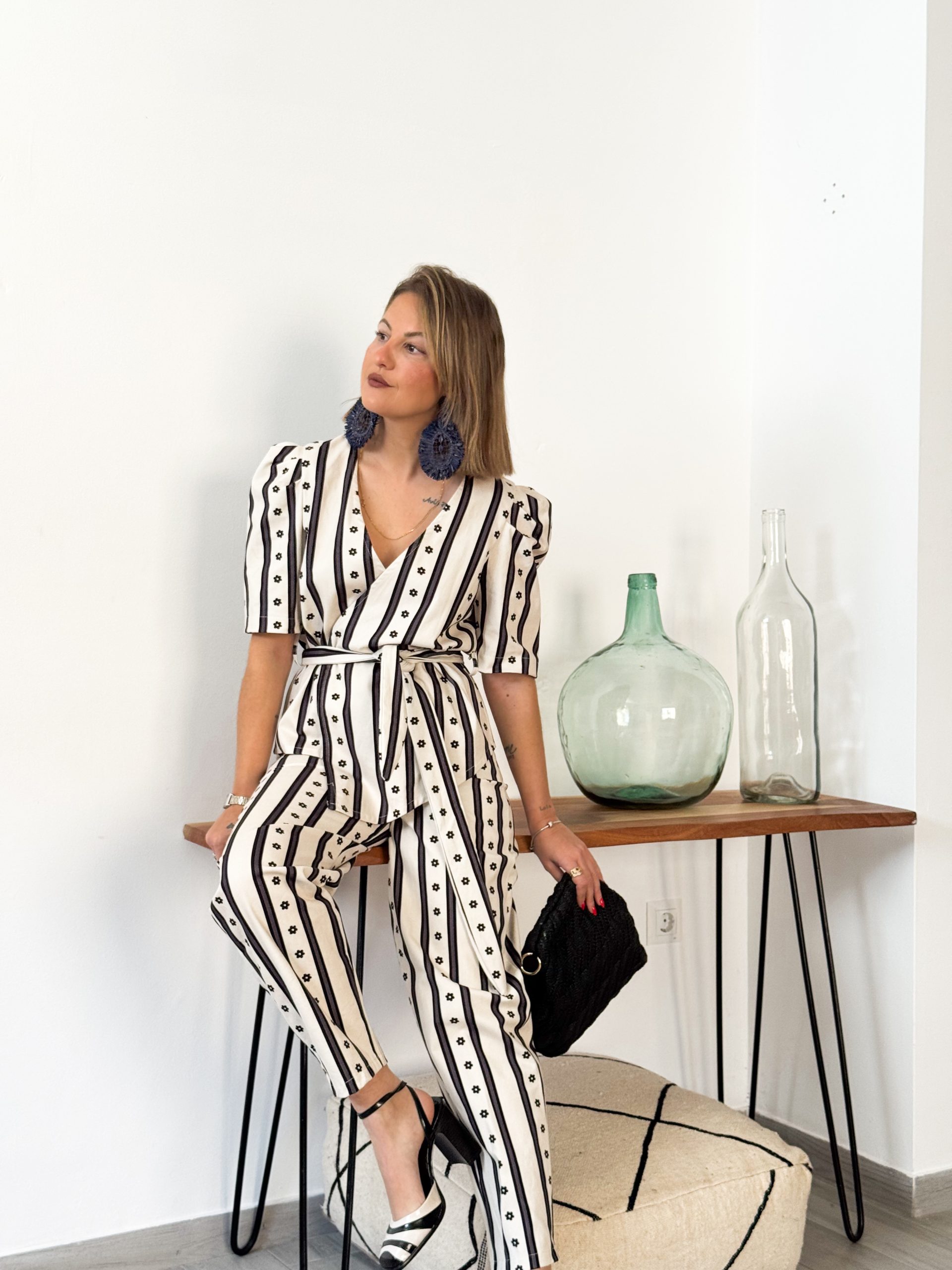 Conjunto DAISY estampado beige y negro