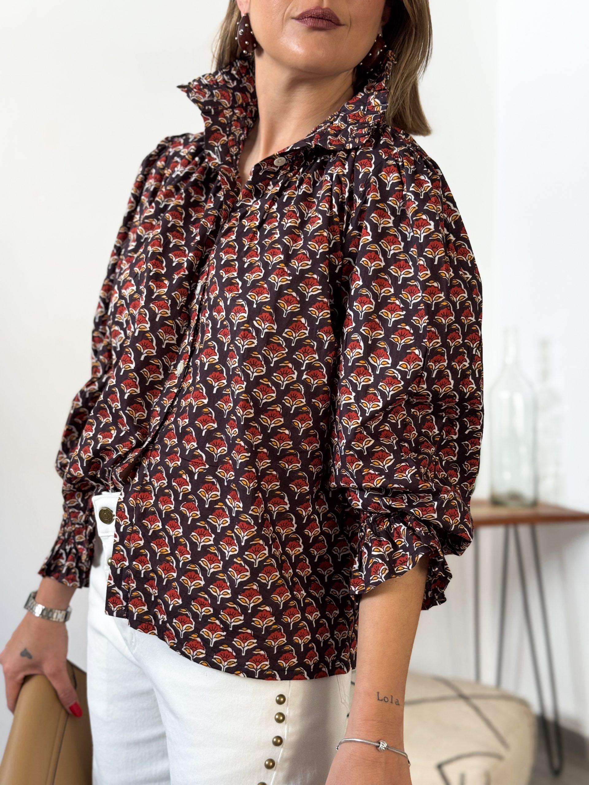 Blusa india estampada COSMIRA berenjena