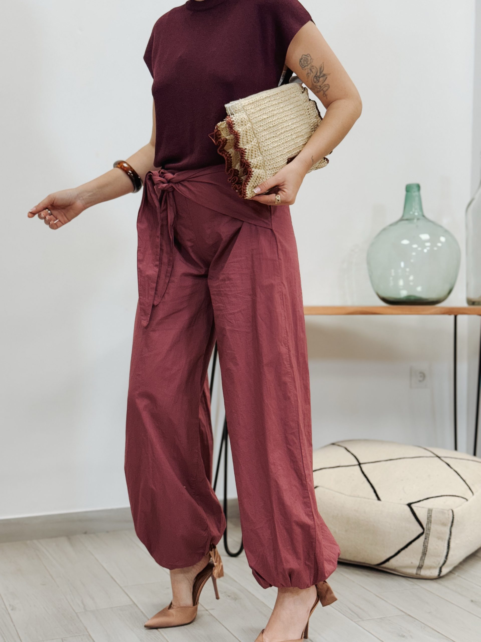 Pantalón Baggy lazo rosa