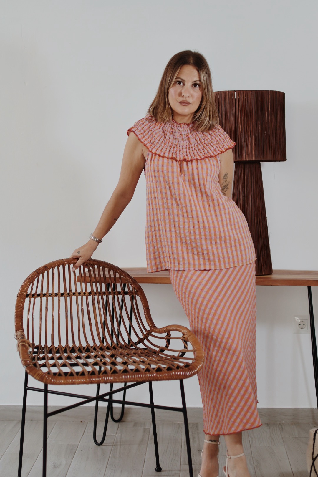 Conjunto ELISE rosa y naranja
