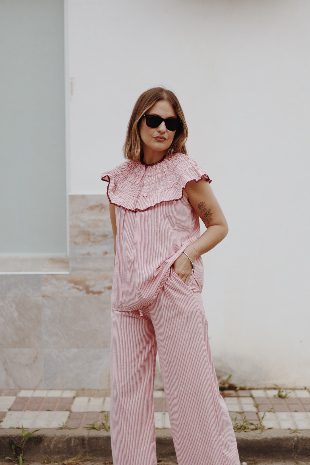 Conjunto ELISE rayas rosa