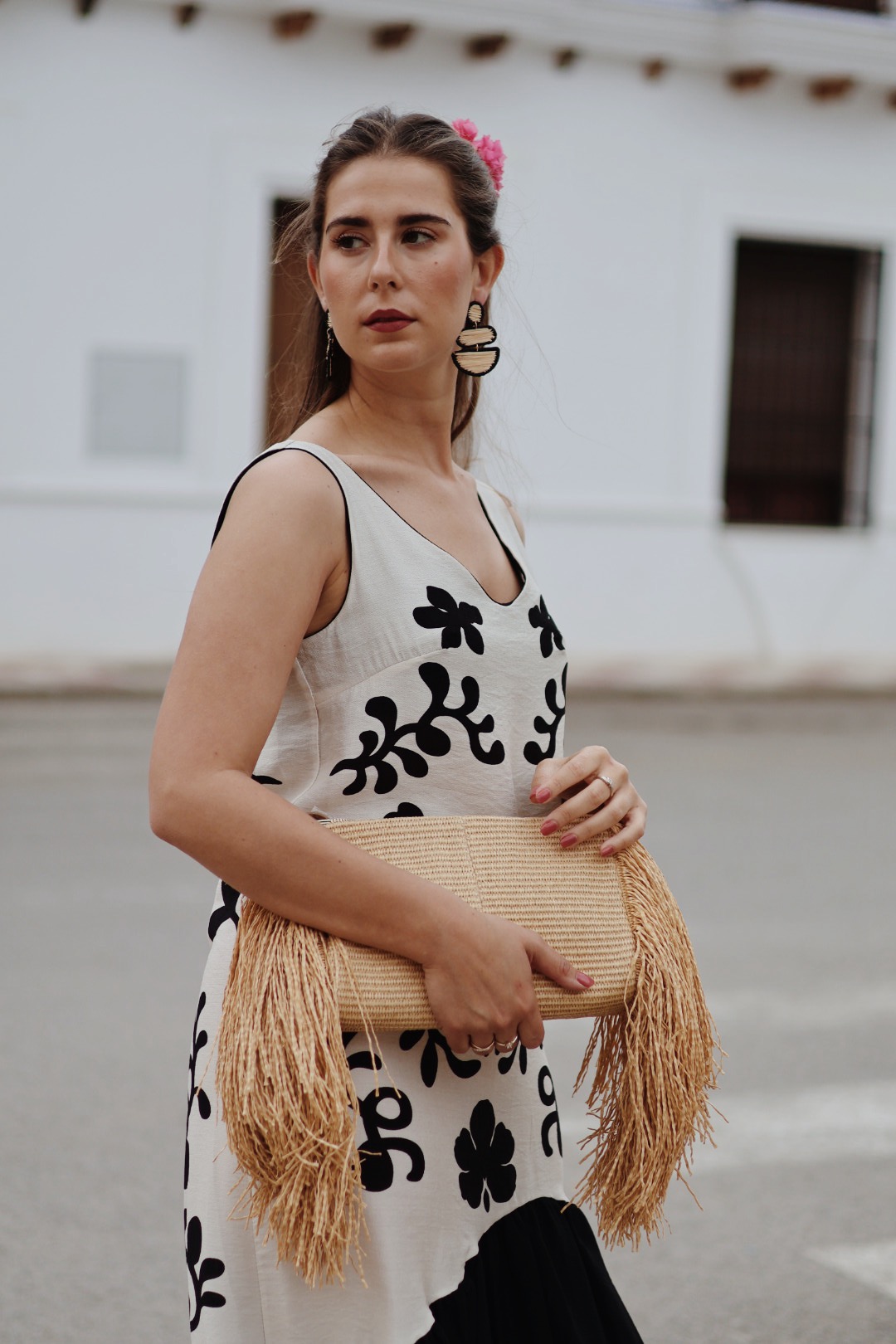 Vestido ALGARA beige y negro