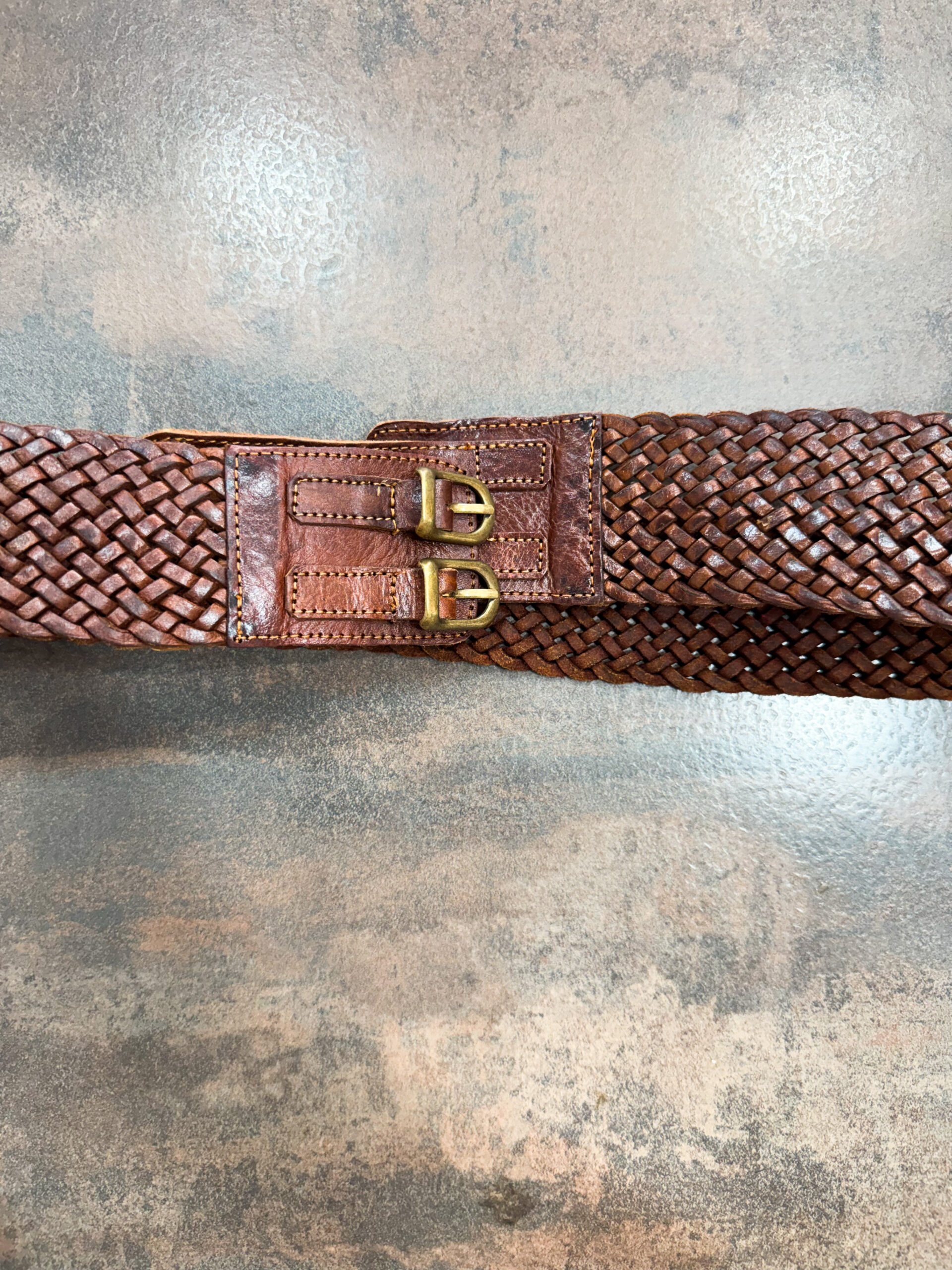 Cinturón piel rejilla hebilla 90cm